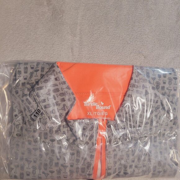 Birdie Bound Golf Pullover Mens XL Gray Cocktail Print 1/4 Zip Pockets Stretch - Picture 11 of 11